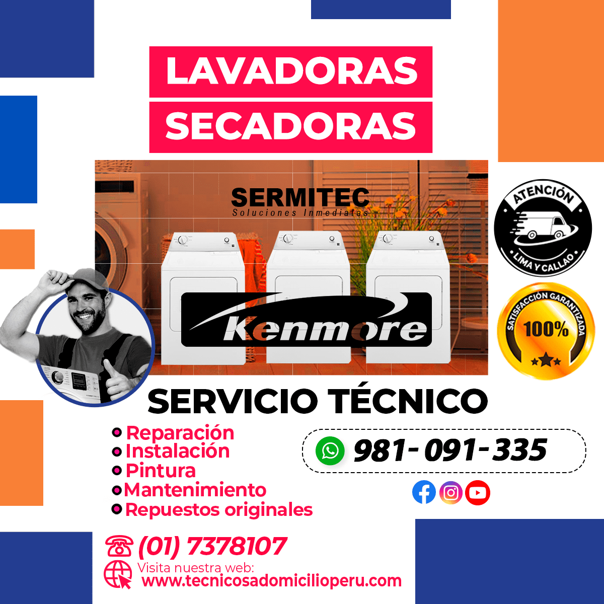 A tiempo Reparación Lavadora KENMORE 981091335  SAN BORJA